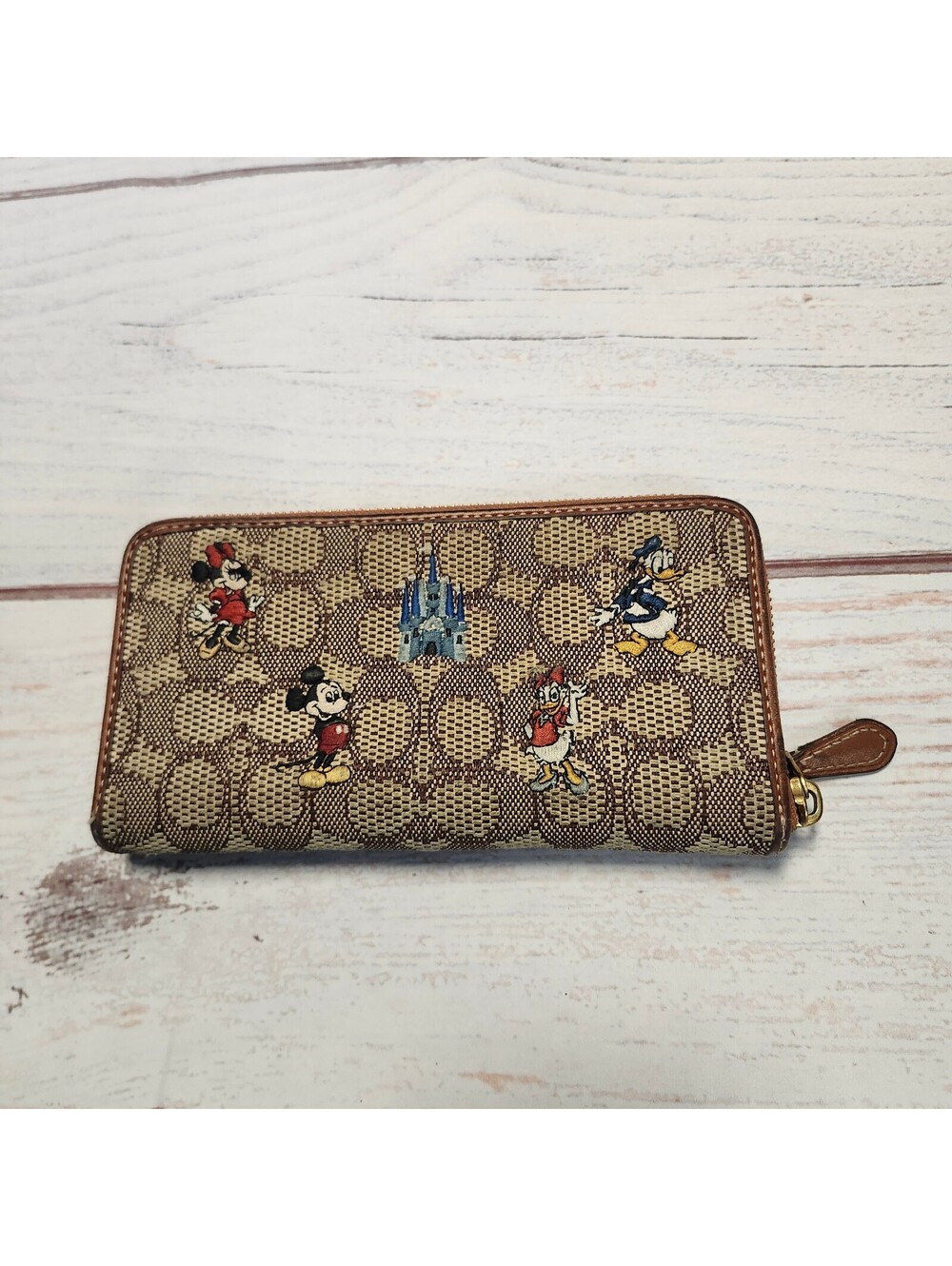 Coach x Disney Accordion Zip Around Wallet Embroidered Disney Character Patches